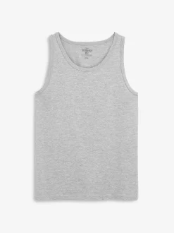 Black/White/Grey Marl/Navy Blue 100% Cotton Layering Vests 5 Pack