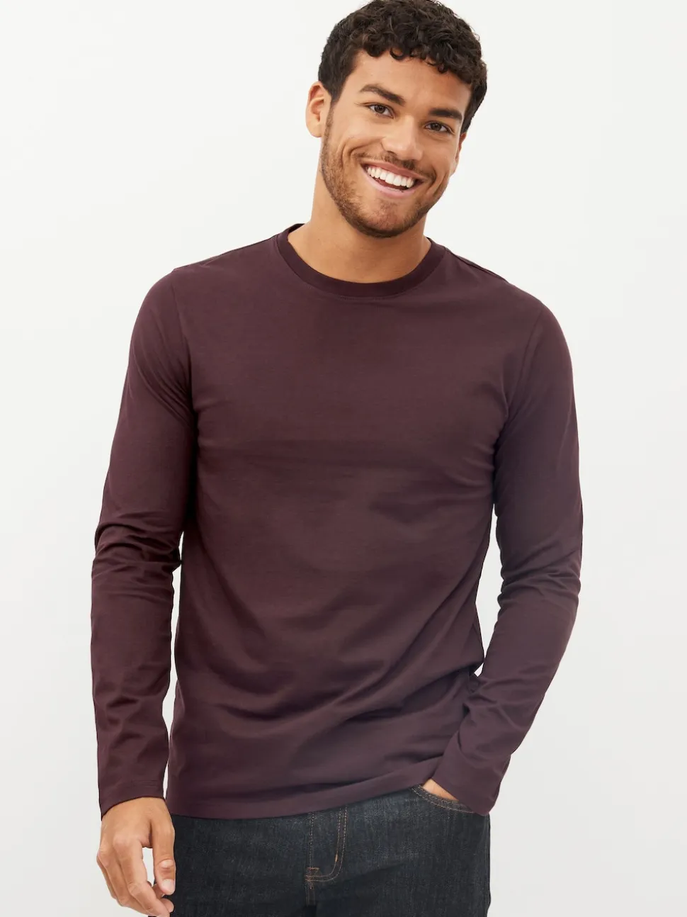 Black/White/Navy Blue/Green/Burgundy Red Regular Fit Regular Fit Long Sleeve 100% Cotton T-Shirts 5 Pack