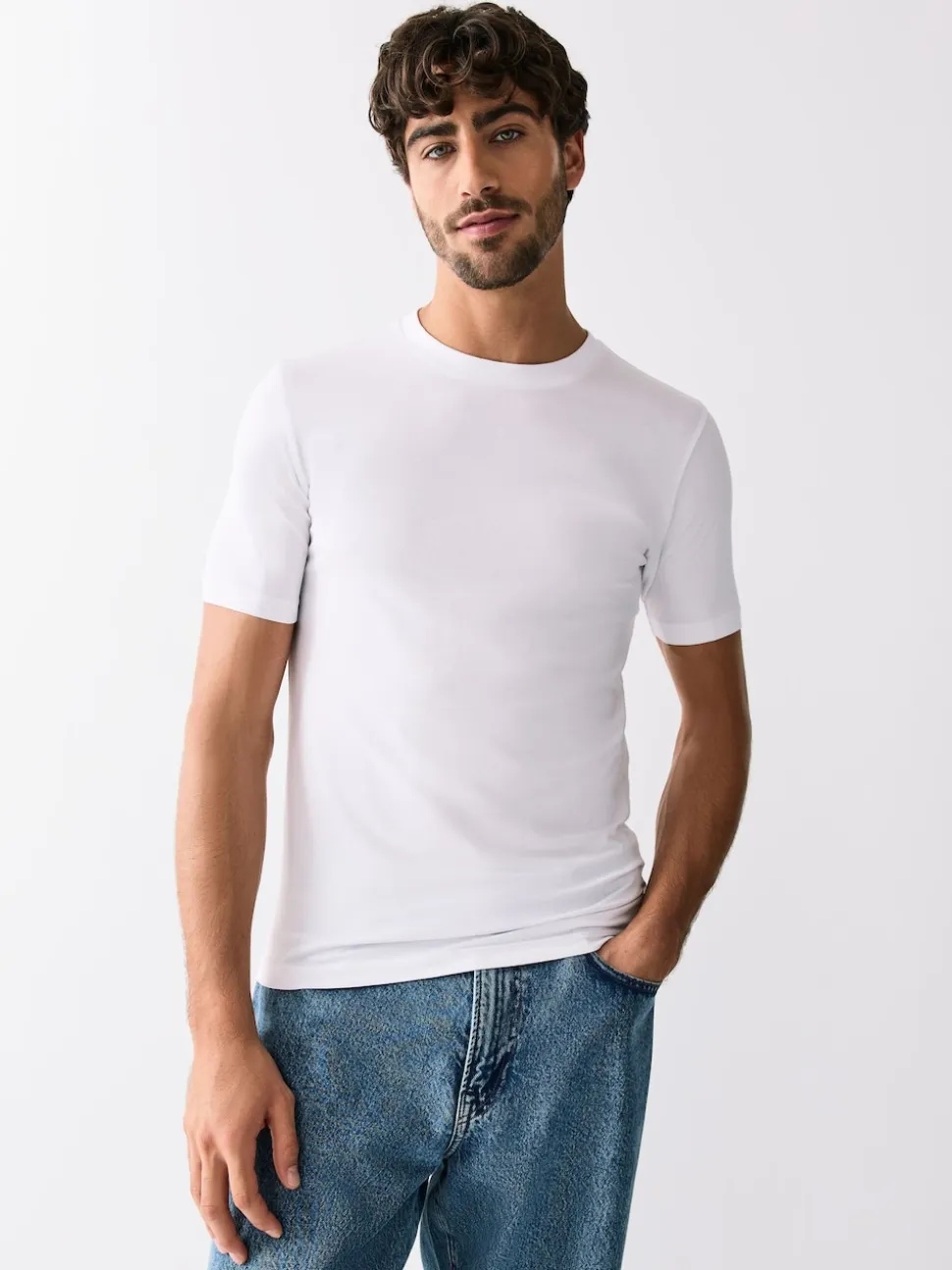 Black/White/Navy/Grey Muscle Fit Essential Cotton T-Shirts 6 Pack