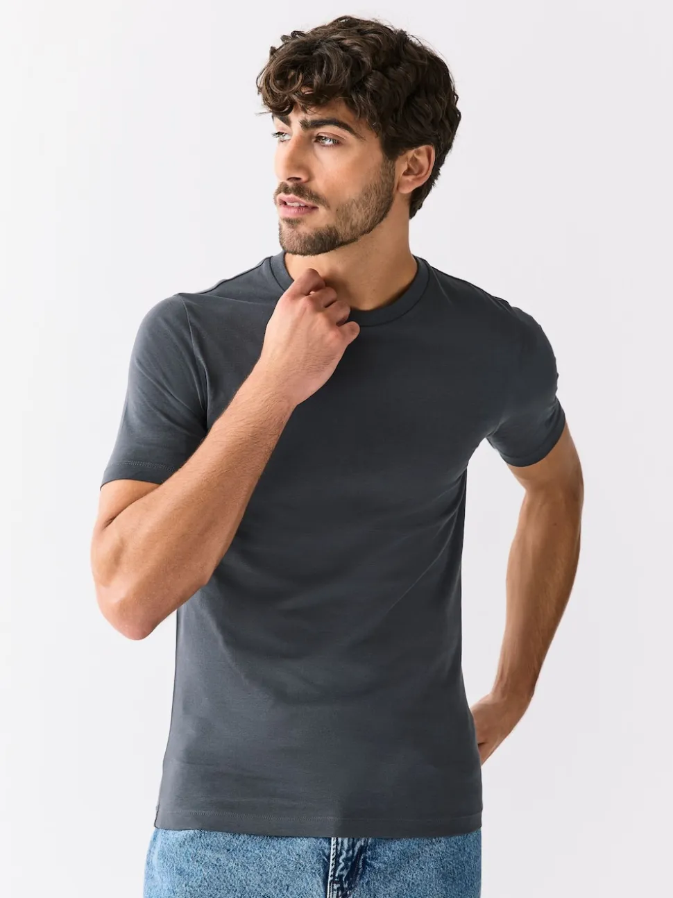 Black/White/Navy/Grey Muscle Fit Essential Cotton T-Shirts 6 Pack