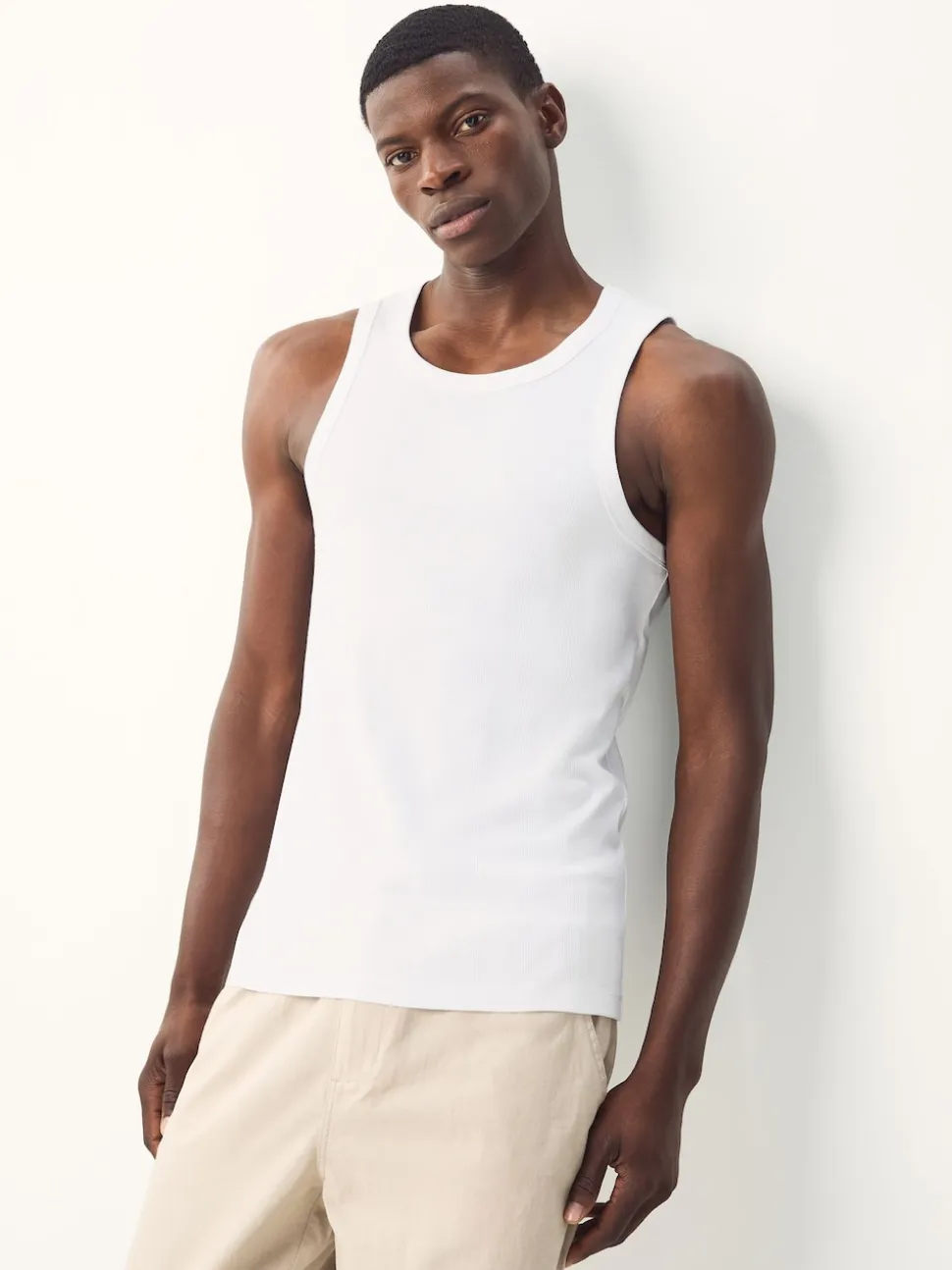 Black/White/Neutral/Navy 4 Pack Slim Ribbed Vest