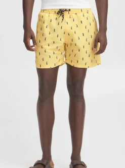 Blend Yellow Penguin Print Swim Shorts