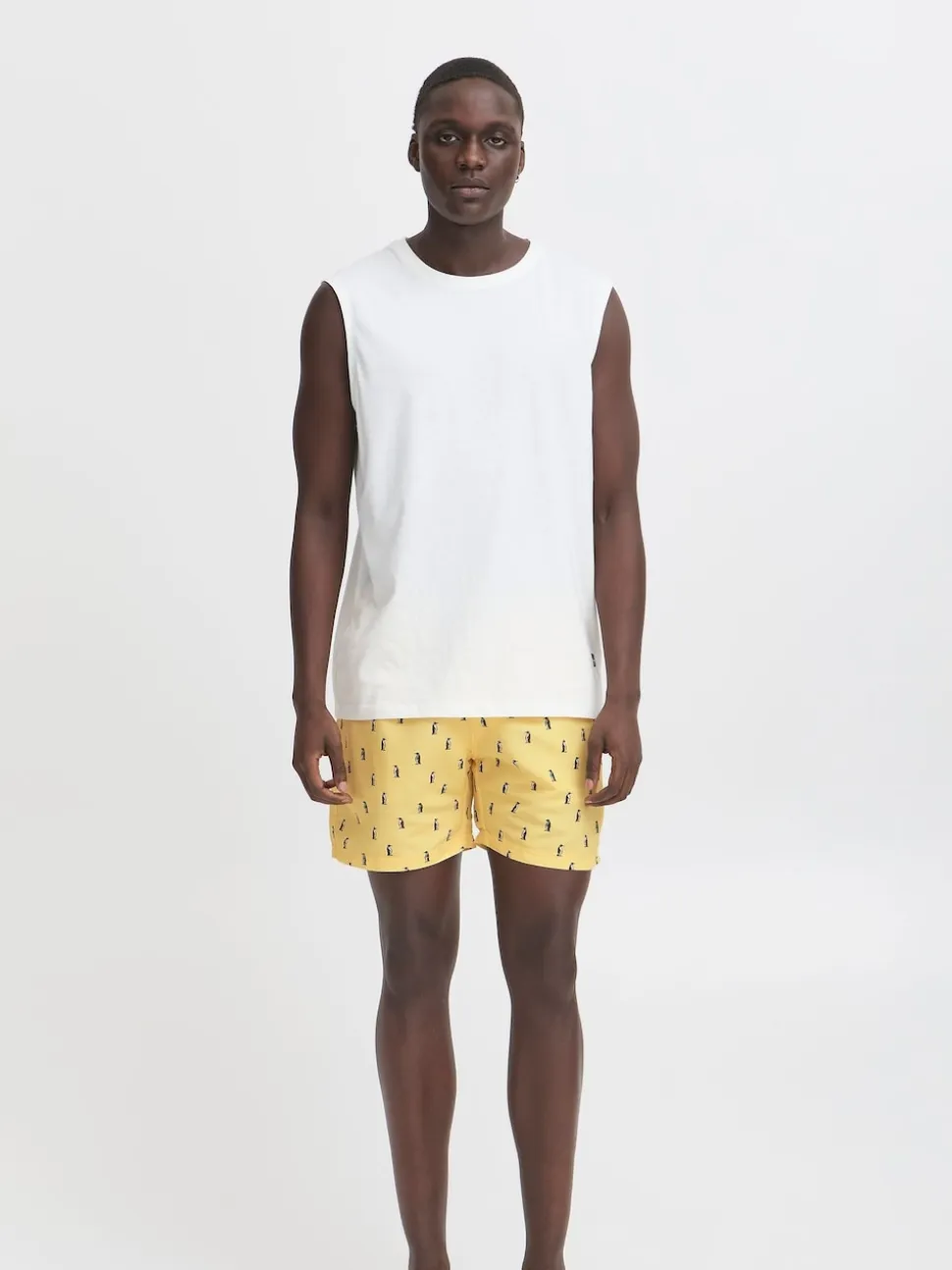 Blend Yellow Penguin Print Swim Shorts
