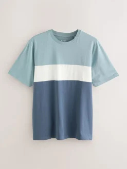 Blue / Neutral / Green Regular Fit Colour Blocking T-Shirts 3 Pack
