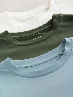Blue / Neutral / Green Regular Fit Colour Blocking T-Shirts 3 Pack