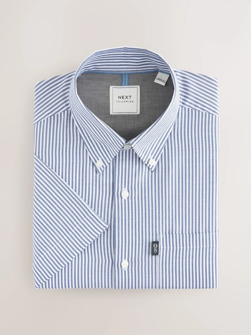 Blue Bengal Short Sleeve With Button Down Collar Stripe Easy Iron Oxford Shirt