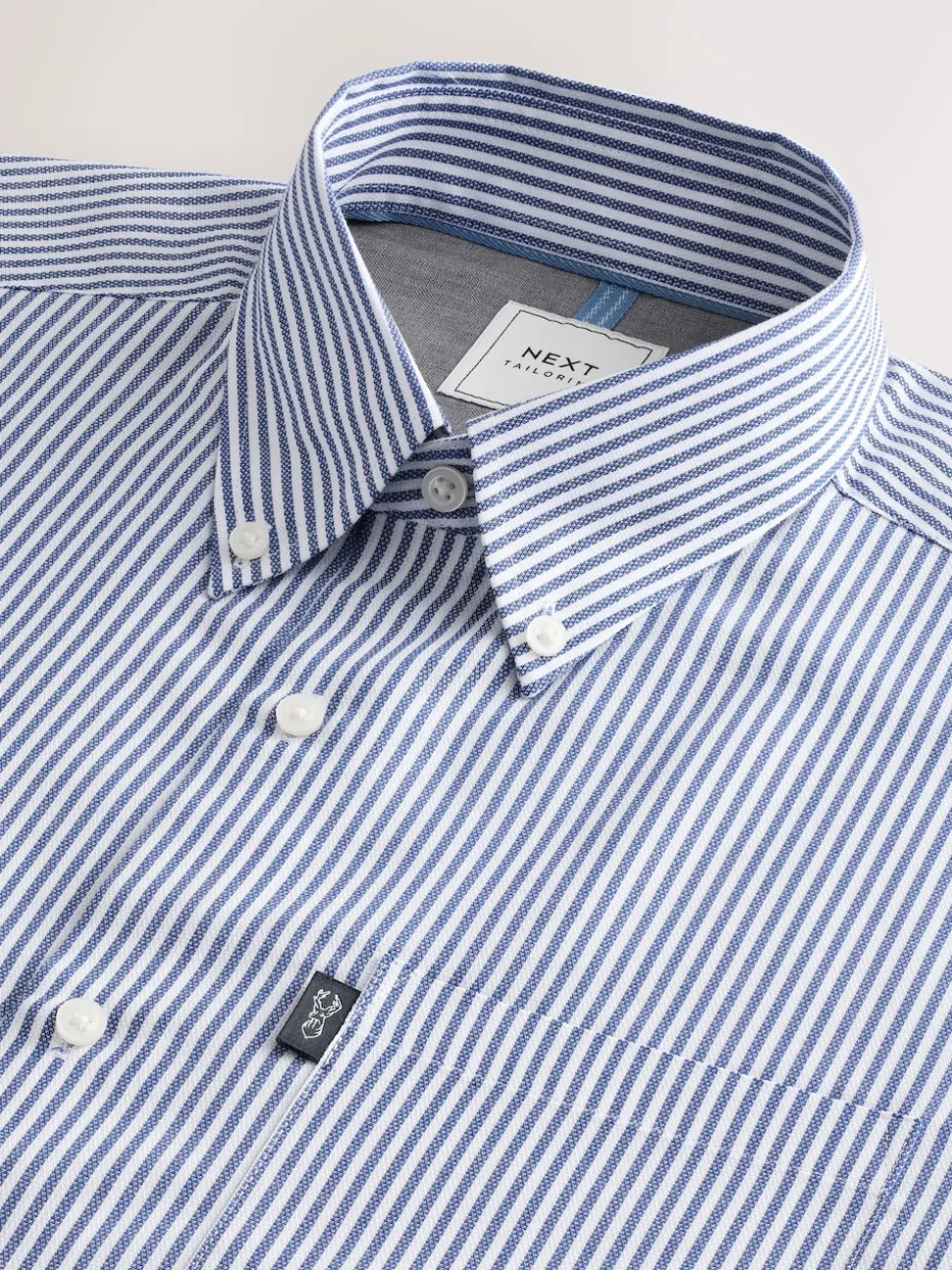 Blue Bengal Short Sleeve With Button Down Collar Stripe Easy Iron Oxford Shirt