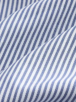 Blue Bengal Short Sleeve With Button Down Collar Stripe Easy Iron Oxford Shirt