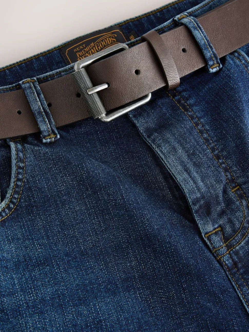 Blue Bootcut Signature Belted Jeans