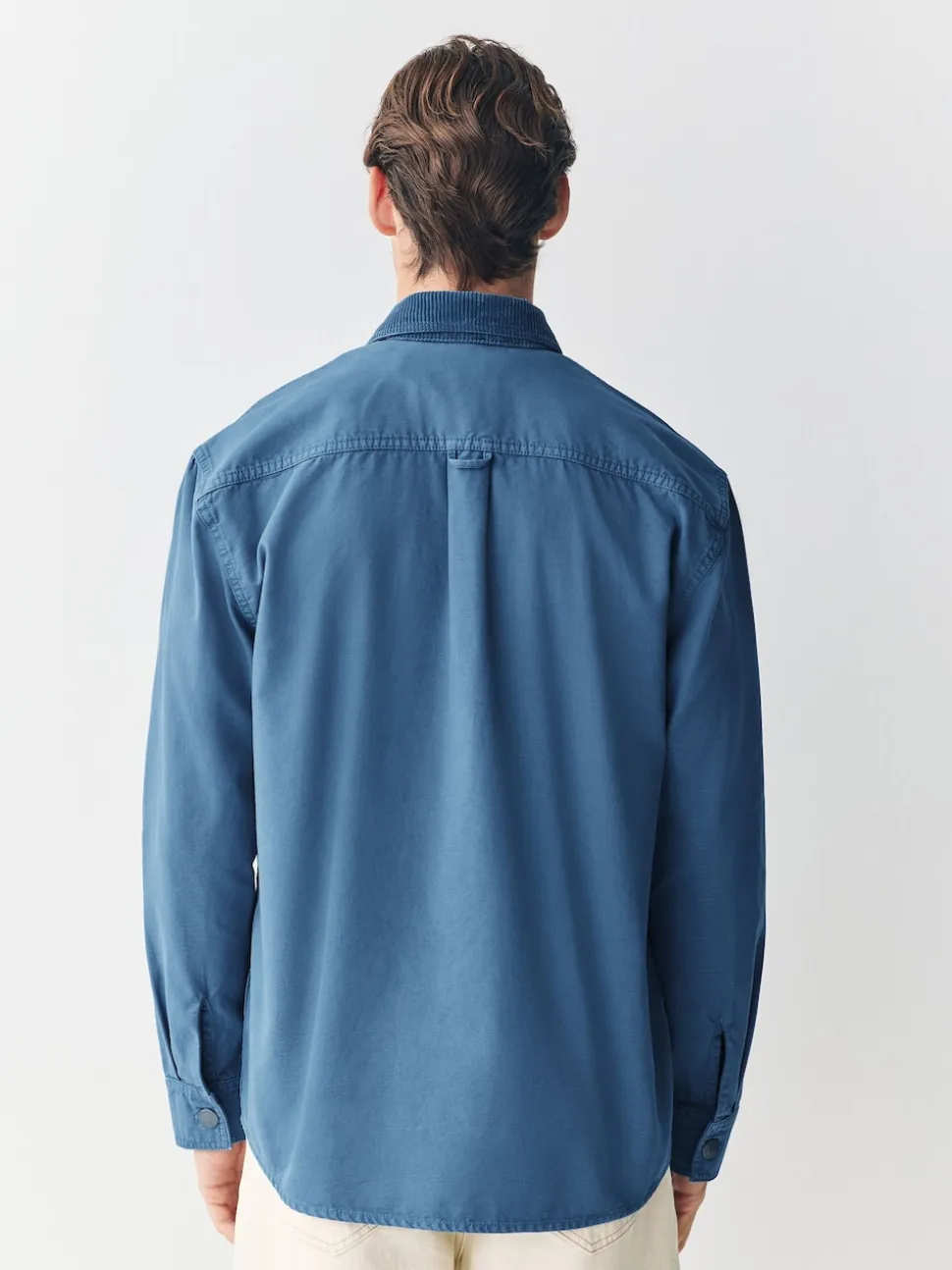 Blue Canvas Cord Collar Shacket Overshirt