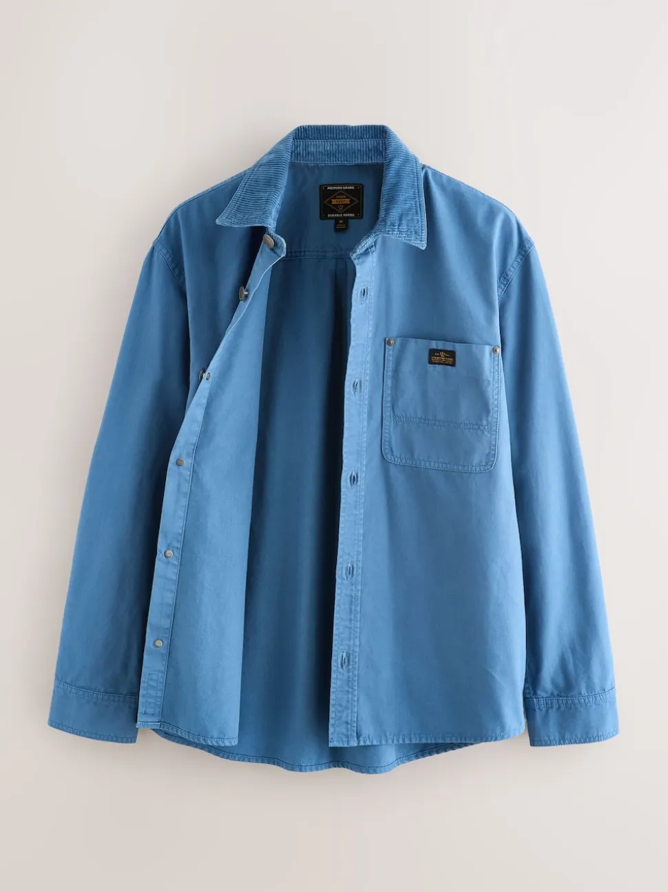 Blue Canvas Cord Collar Shacket Overshirt