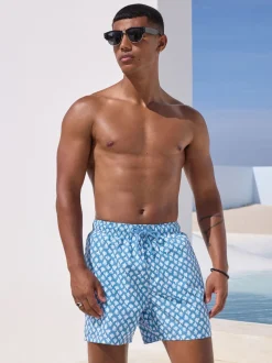 Blue Coral Printed Swim Shorts