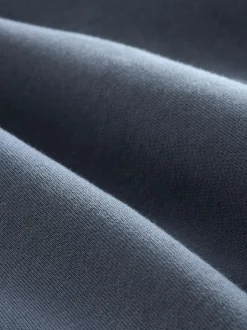 Blue Cotton Rich Jersey Full Zip Funnel Neck Sweatshirt