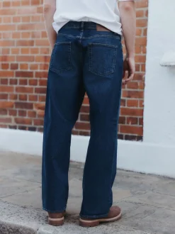 Blue Dark Baggy Fit Vintage Wash Denim Jeans
