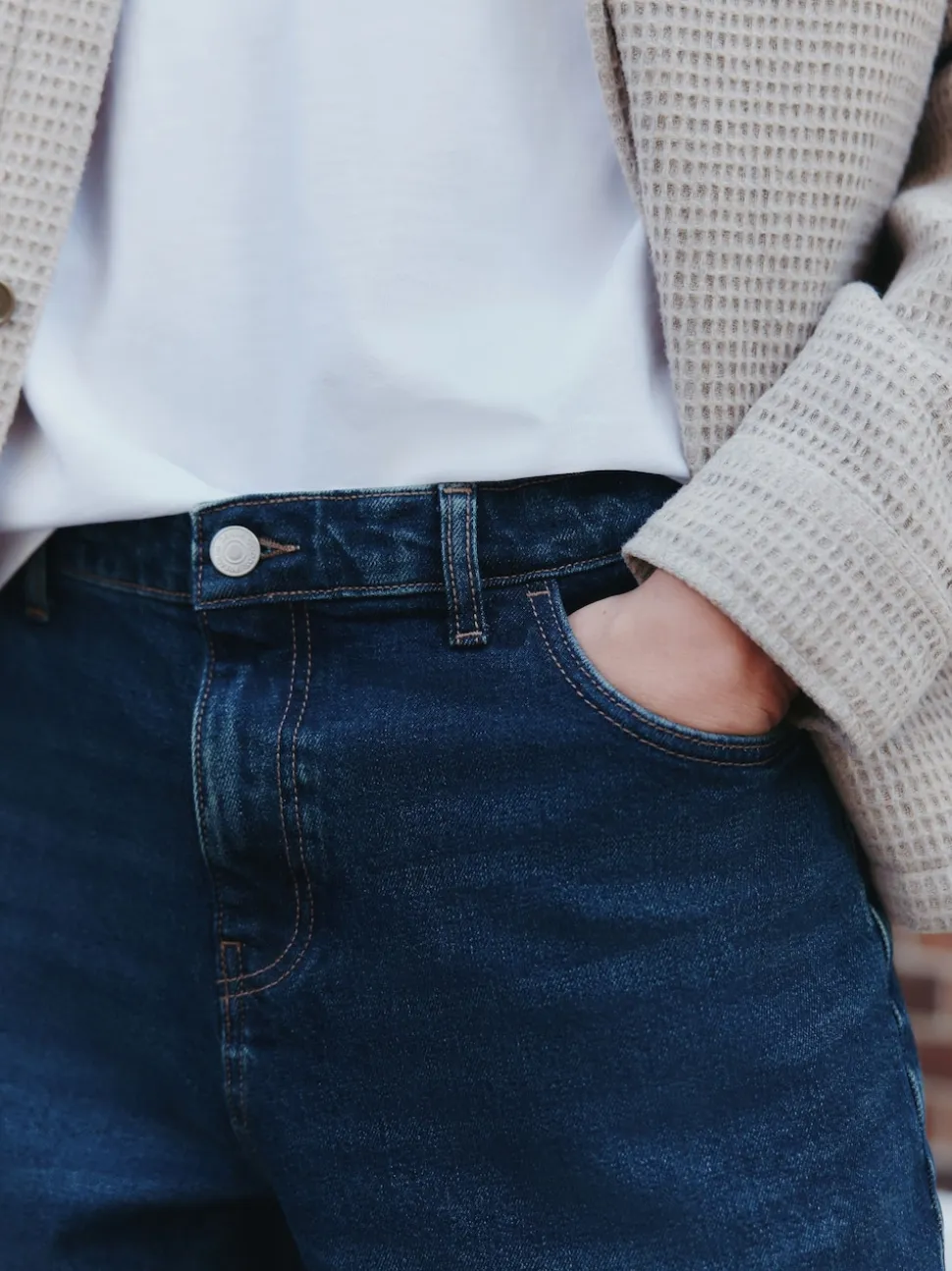 Blue Dark Baggy Fit Vintage Wash Denim Jeans