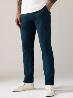 Blue Dark Slim Fit Stretch Chinos Trousers