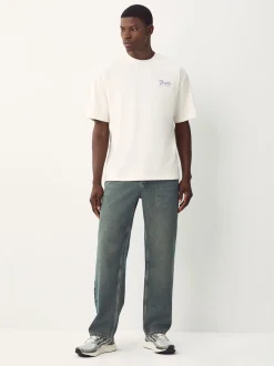 Blue Dark Tint Relaxed Fit Vintage Wash Denim Jeans