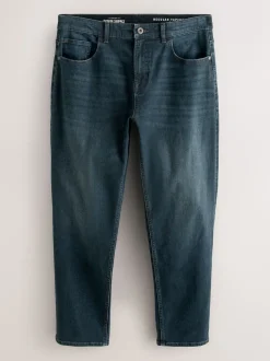 Blue Dark Washed Regular Tapered Fit Classic Stretch Jeans