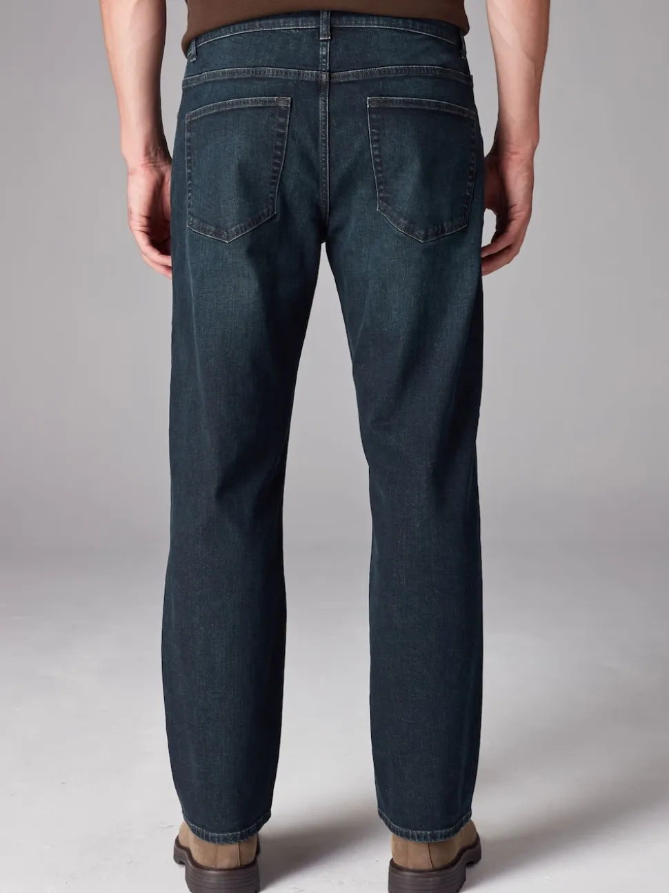 Blue Dark Washed Single Straight Fit Classic Stretch Jeans