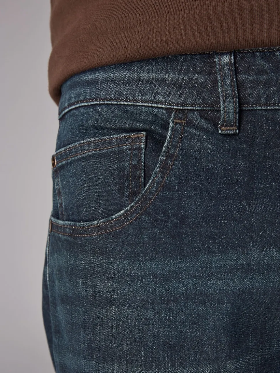 Blue Dark Washed Single Straight Fit Classic Stretch Jeans