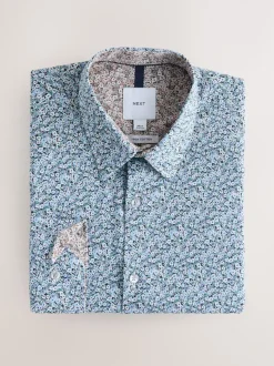Blue Ditsy Regular Fit Long Sleeve Shirt