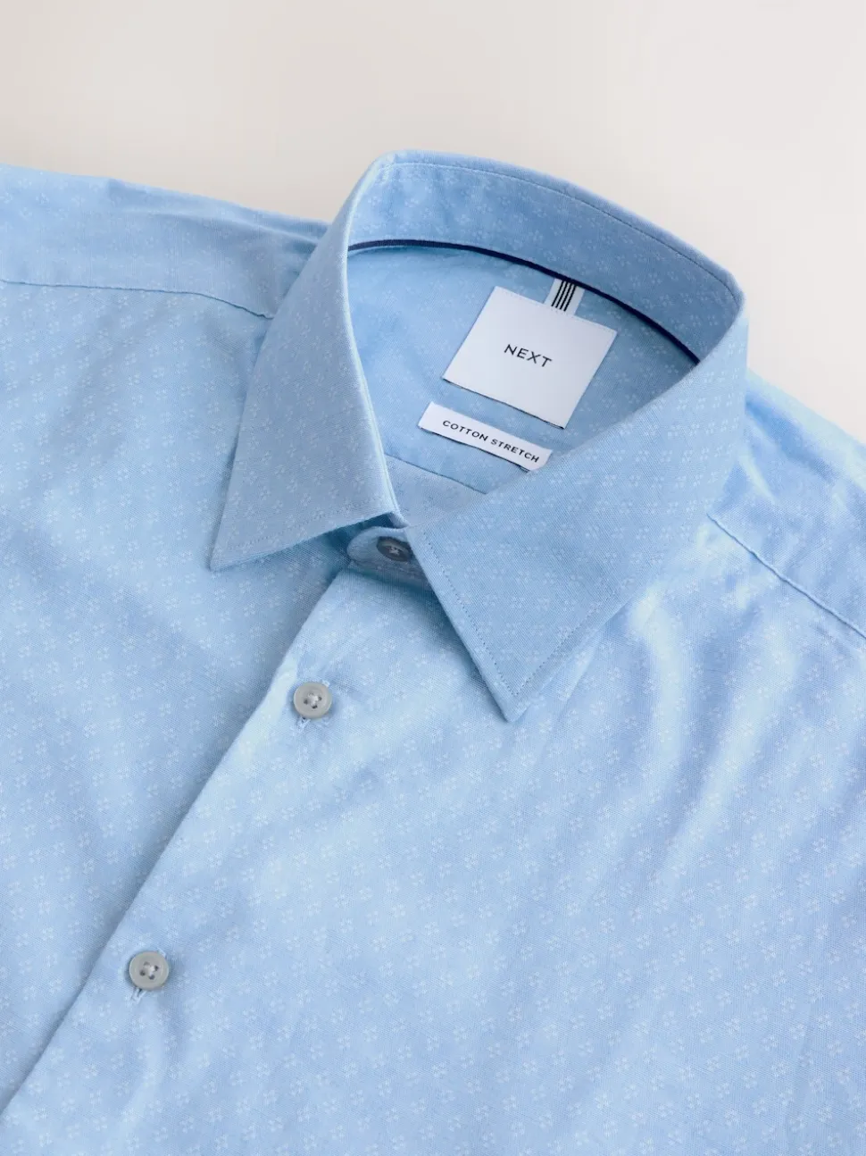 Blue Dobby Slim Fit Cotton Stretch Long Sleeve Formal Shirt