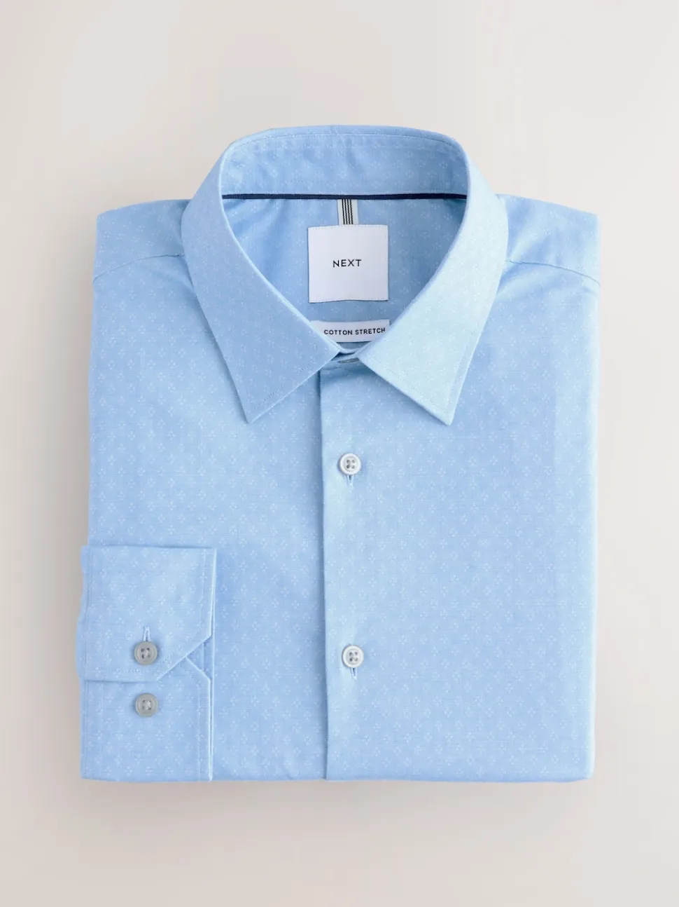 Blue Dobby Slim Fit Cotton Stretch Long Sleeve Formal Shirt