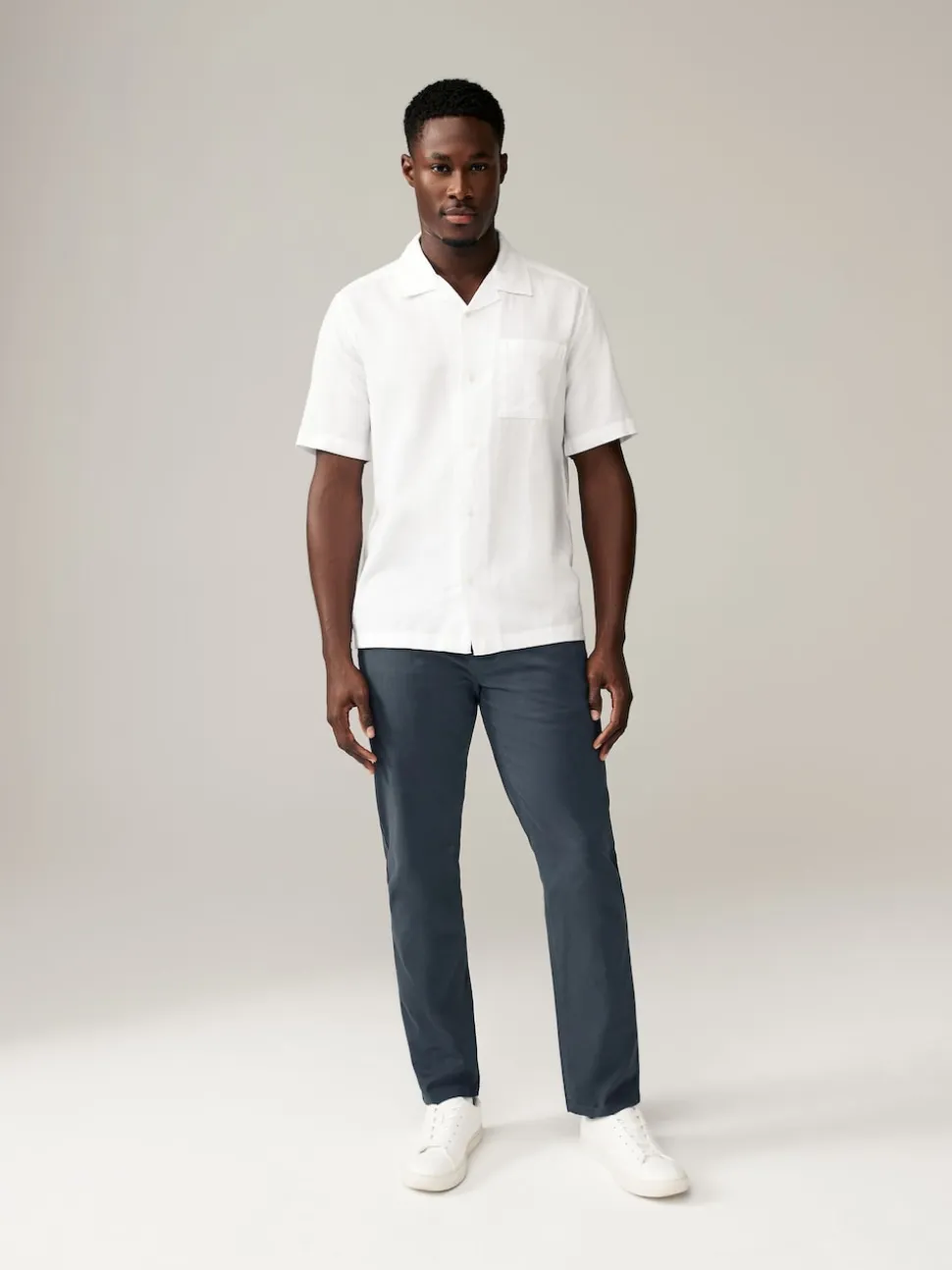 Blue Grey Mid Slim Fit Stretch Chinos Trousers