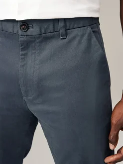 Blue Grey Mid Slim Fit Stretch Chinos Trousers