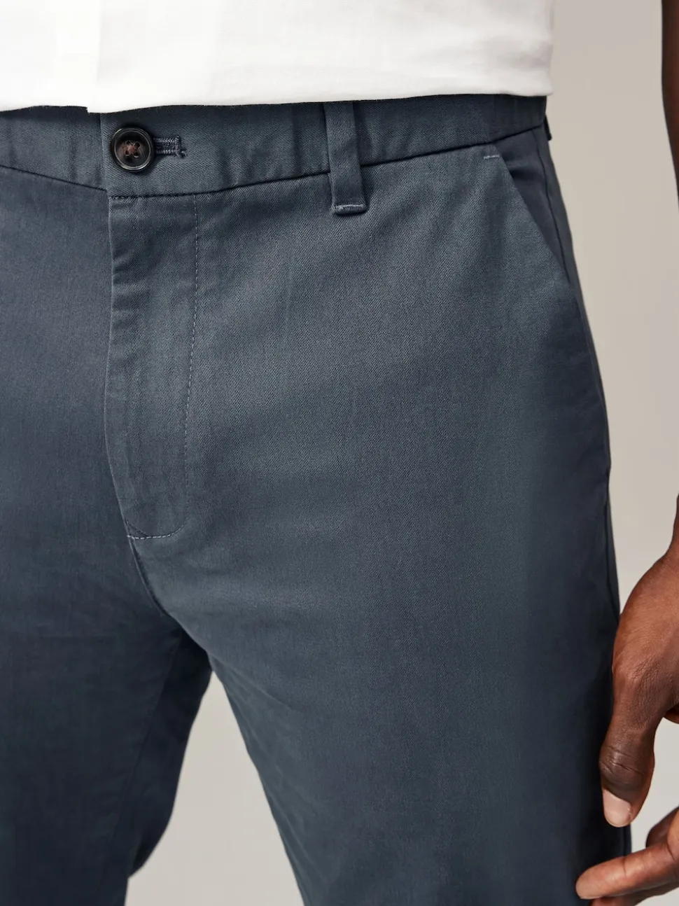 Blue Grey Mid Slim Fit Stretch Chinos Trousers