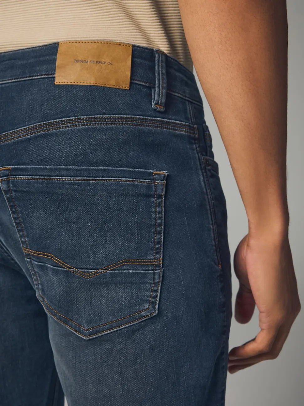 Blue Grey Vintage Slim Fit Comfort Stretch Jeans