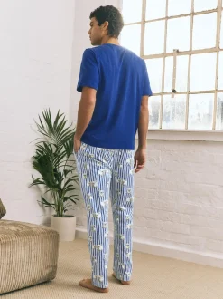 Blue Hamish the Highland Cow Jersey Short Sleeve Pyjamas Set