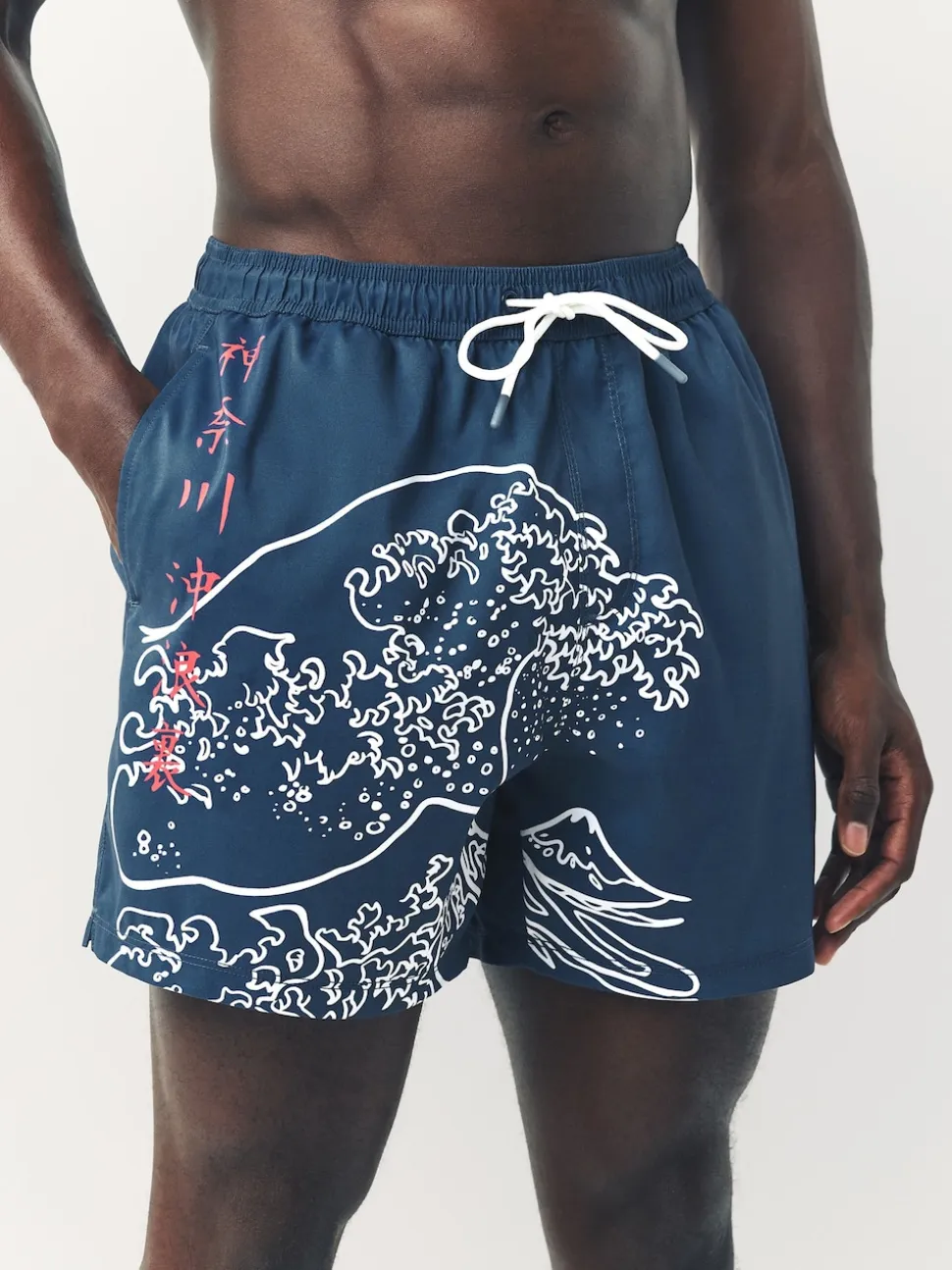 Blue Hokusai License Printed Swim Shorts