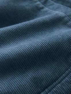 Blue Hooded Corduroy Borg Lined Shacket