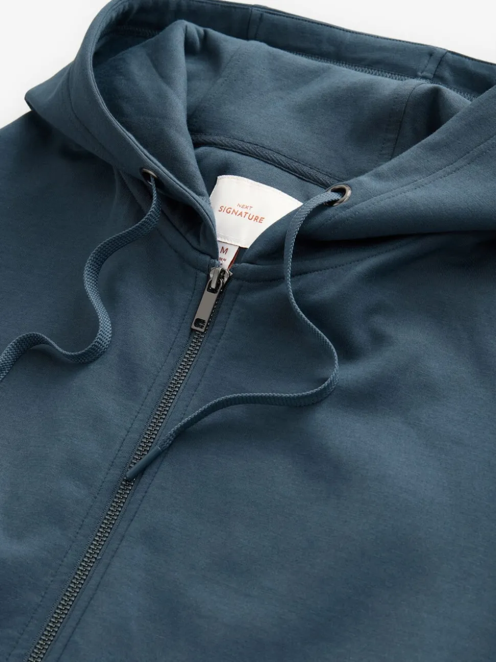 Blue Hooded Zip Through Signature Sweatshirt with Modal