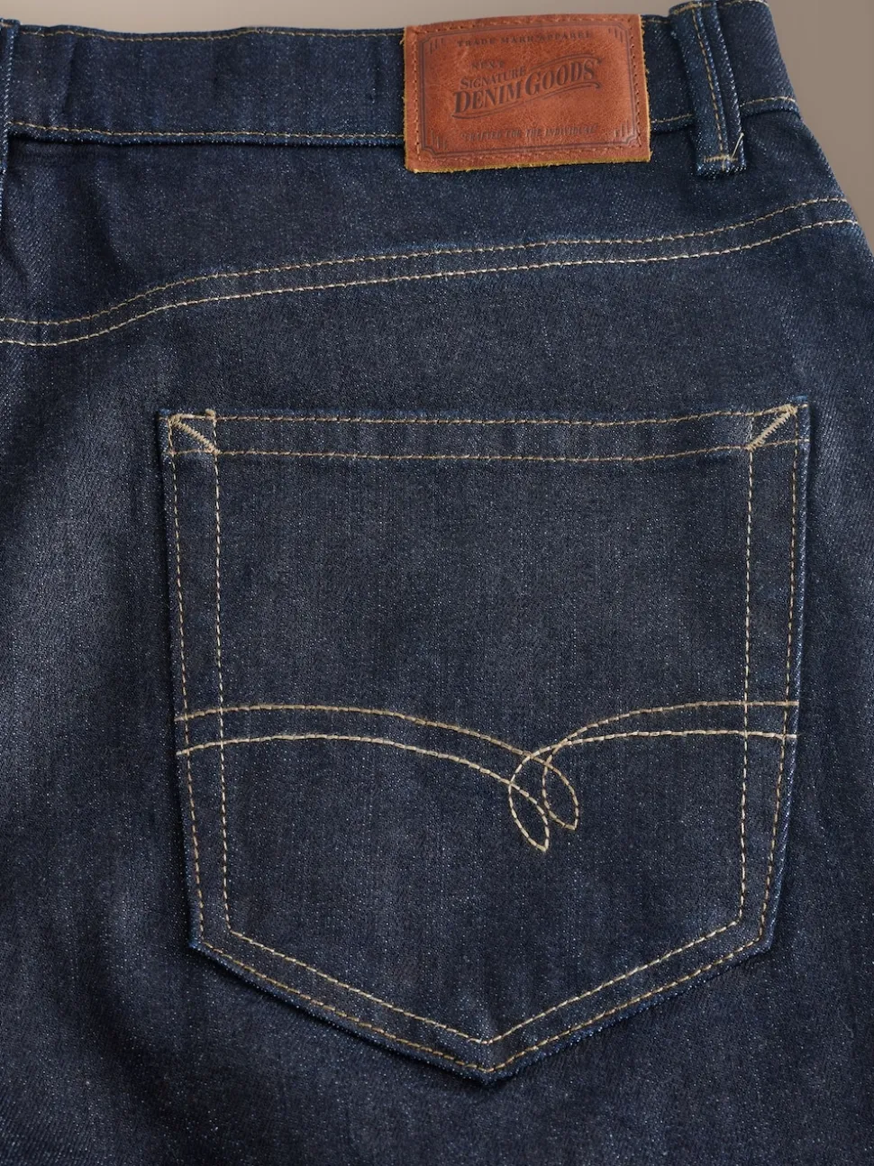 Blue Indigo Rinse Regular Tapered Fit Signature Selvedge Denim Jeans