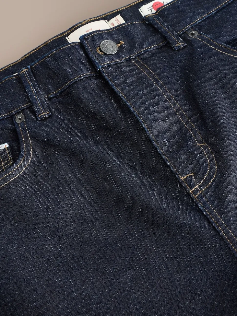 Blue Indigo Rinse Regular Tapered Fit Signature Selvedge Denim Jeans