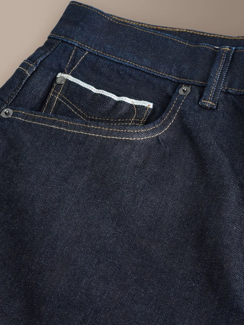 Blue Indigo Rinse Regular Tapered Fit Signature Selvedge Denim Jeans