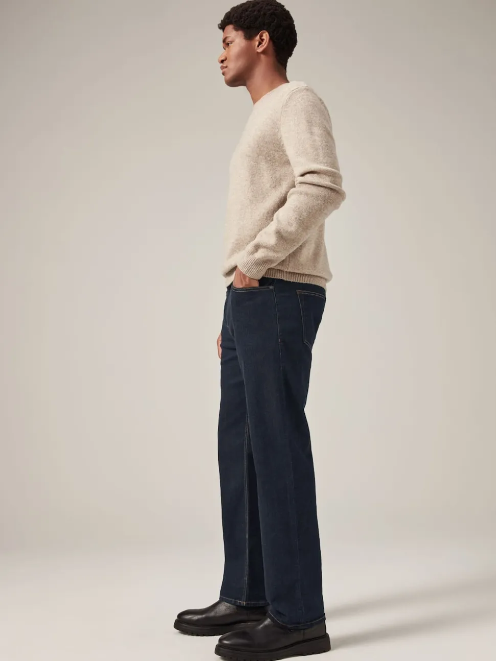 Blue Indigo Rinse Single Straight Fit Classic Stretch Jeans