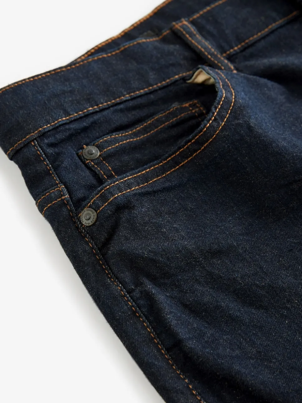 Blue Indigo Rinse Single Straight Fit Classic Stretch Jeans