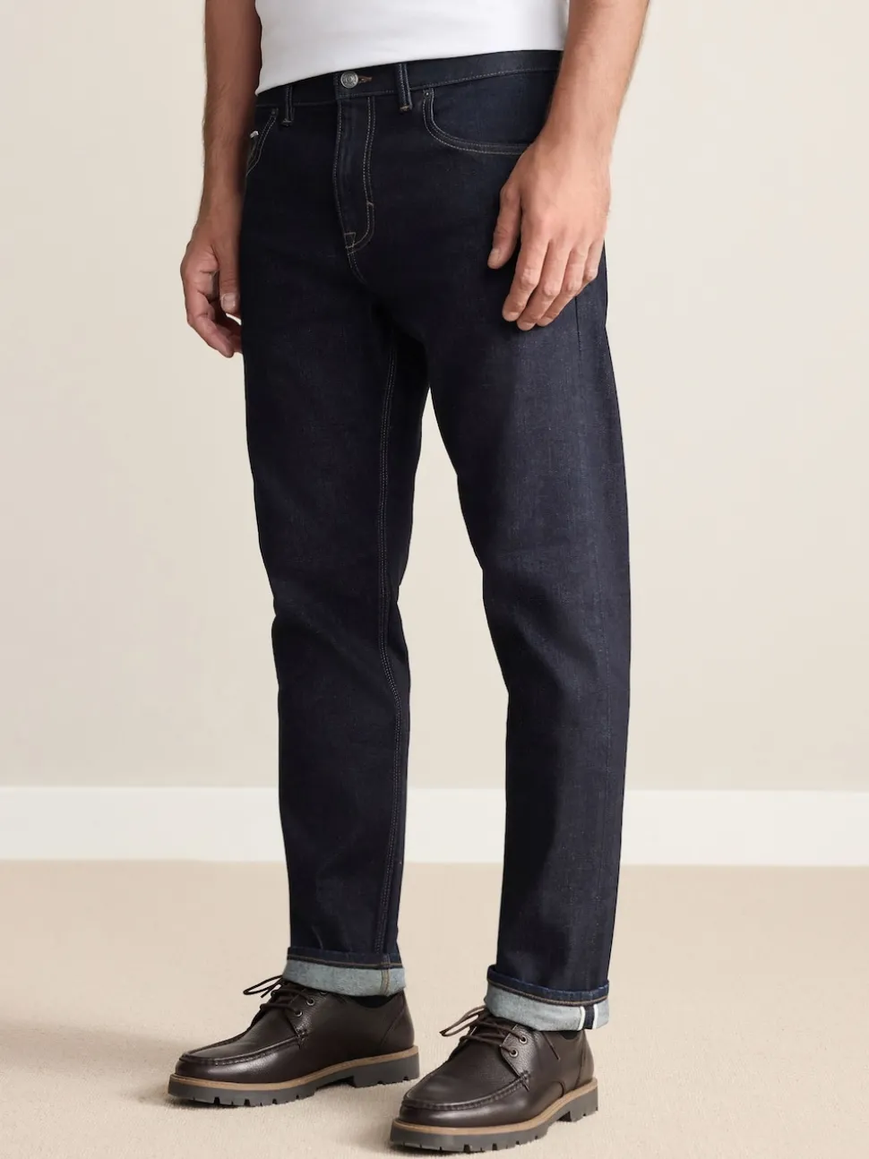 Blue Indigo Rinse Slim Fit Signature Selvedge Denim Jeans