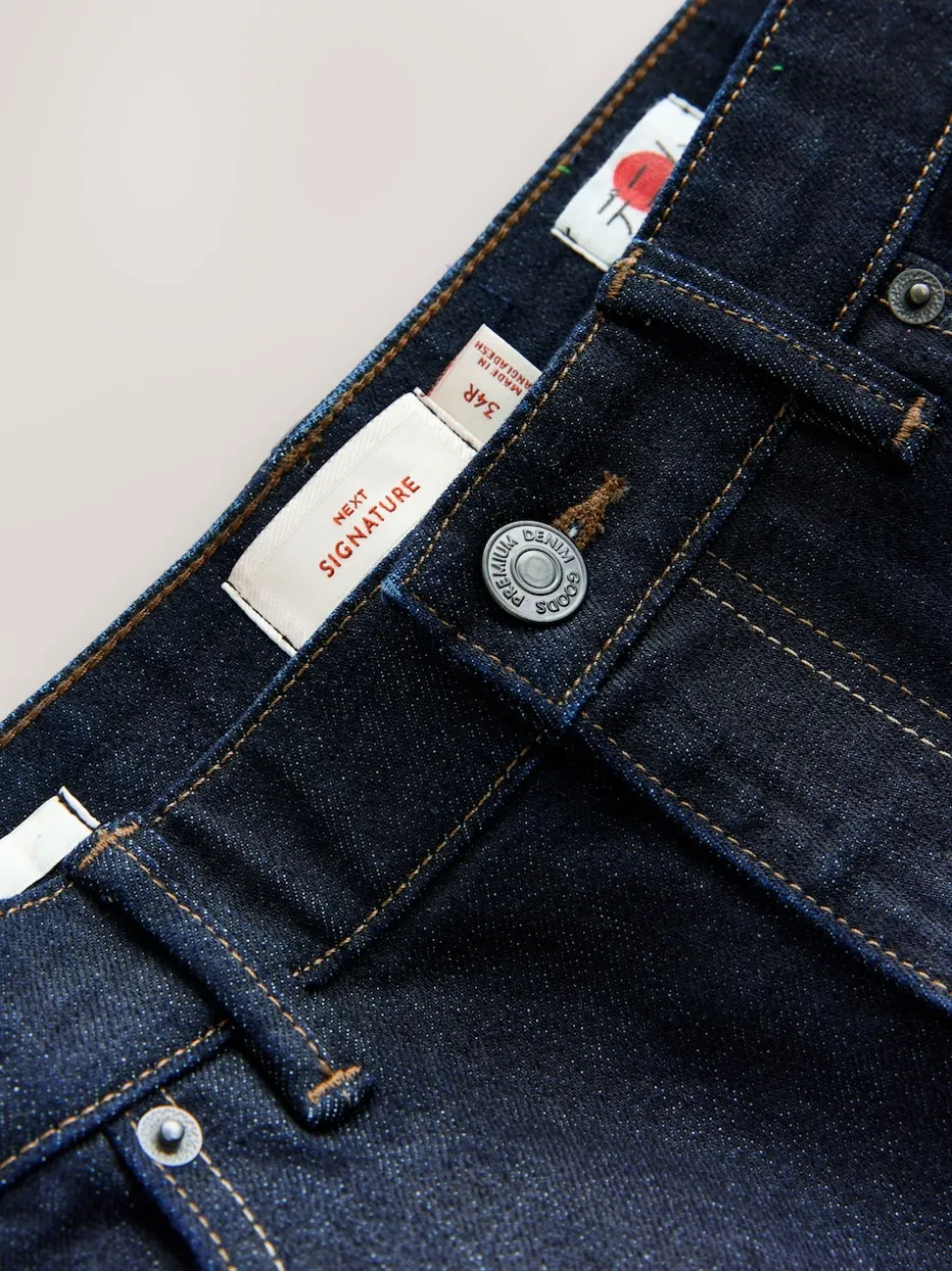 Blue Indigo Rinse Slim Fit Signature Selvedge Denim Jeans