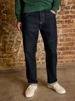 Blue Indigo Rinse Straight Fit Signature Selvedge Denim Jeans