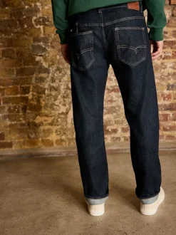Blue Indigo Rinse Straight Fit Signature Selvedge Denim Jeans