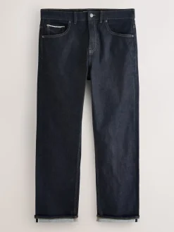 Blue Indigo Rinse Straight Fit Signature Selvedge Denim Jeans