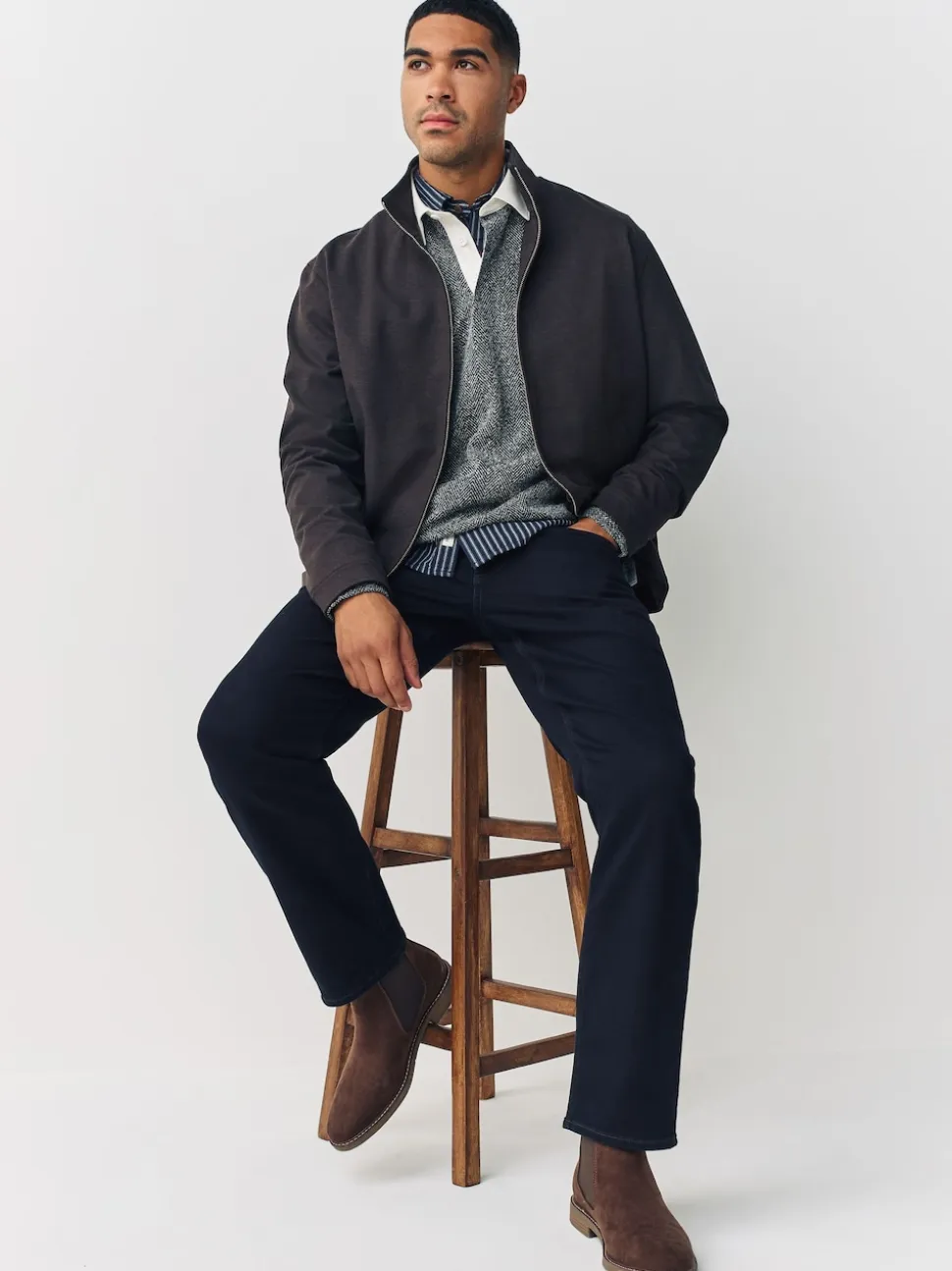 Blue Indigo Rinse Straight Fit Comfort Stretch Jeans