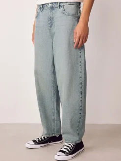 Blue Light Tint Barrel Fit Vintage Wash Denim Jeans