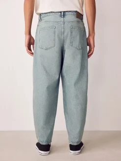 Blue Light Tint Barrel Fit Vintage Wash Denim Jeans