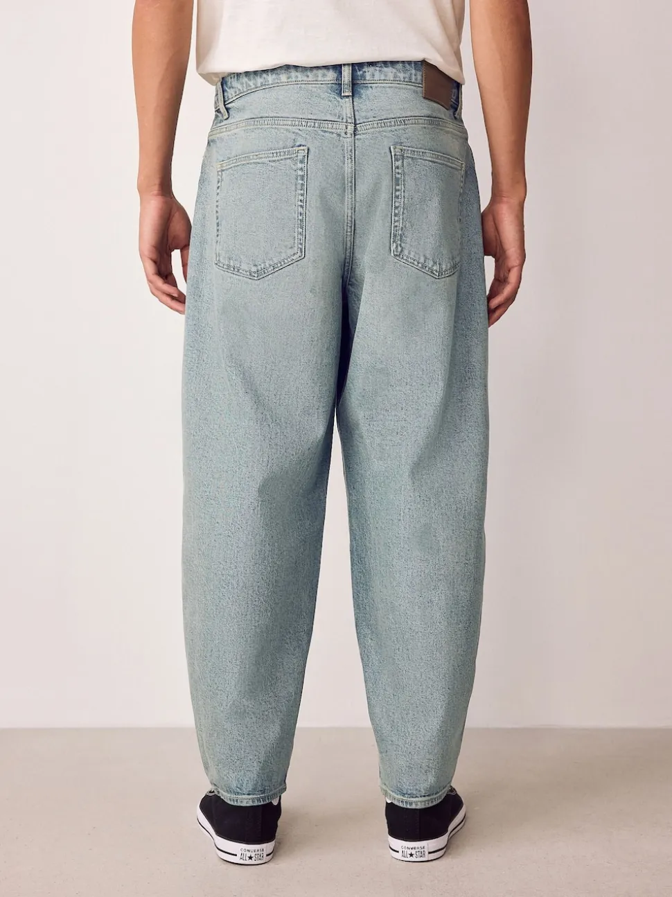 Blue Light Tint Barrel Fit Vintage Wash Denim Jeans