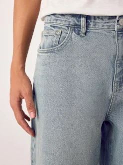 Blue Light Tint Barrel Fit Vintage Wash Denim Jeans